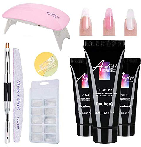 Anself Poly Gel Builder Set Poly Gel Nagelverlängerung + 48 Stücke Schnelle Gebäude Form Tipps + LED UV Lampe