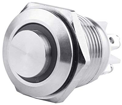 Larcele Bouton de retour automatique 16 mm, étanche, pour bricolage, avec 12 V, rouge, indicateur en acier inoxydable, JSANKG-28