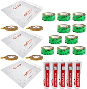Dach-Innenausbau Set Premium Dampfbremssystempaket Dampfsperrfolie Dampfbremsfolie Dampfbremse Dampfsperre Folienklebeband Folienkleber (XL)