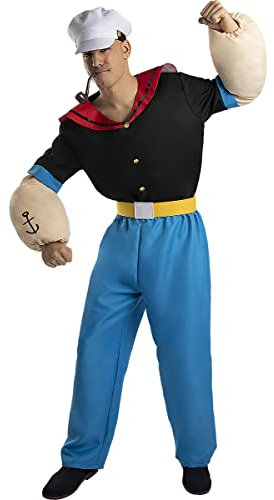 Funidelia | Popeye Kostüm 100% OFFIZIELLE für Herren Größe M Popeye, Zeichentrickfilm - Farben: Bunt, Zubehör für Kostüm - Lustige Kostüme für deine Partys