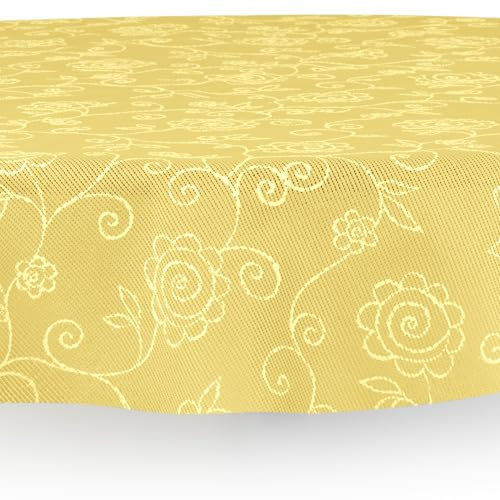 Miami Gartentischdecke Tischdecke Meterware Outdoortischdecke Campingtischdecke Mediterran Creme Oval 140 x 190 cm Outdoor Camping