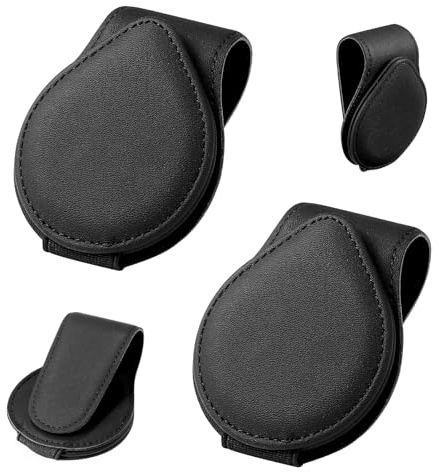 LIHAO Porte Lunettes pour Voiture, 2pcs Accessoire Auto pour Lunettes de Soleil Carte Ticket,Noir, Cadeux pour Homme