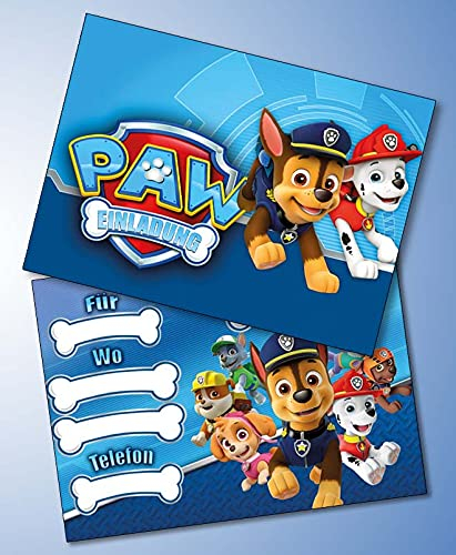 Einladungskarten 10er Set Kindergeburtstag kompatibel mit Paw Patrol, Format DIN A6 (Postkarte 148 x 105 mm), 0004