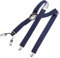 DonDon Hosenträger Herren extra stark Raute blau 3,5 cm Hosenträger Herren breit mit brauem Leder in Y-Form lang - Starke Clips passend für Anzug Jeans Chinos Vintage Rockabilly Suspenders