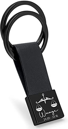 Mister Boncuk STERNI Schlüsselanhänger mit Sternzeichen Gravur | Astrologie Schlüsselanhänger | Sternzeichen Schlüsselanhänger mit Gravur | Horoskop Leder Schlüsselanhänger (Waage)