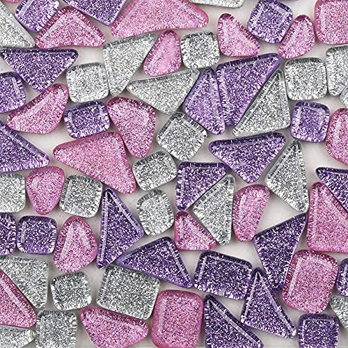 Tessere Mosaico Piastrelle Mosaico Vetro, Colore Misto Irregolari Pezzi di Vetro,Tessere per Mosaico Piastrelle Assortite per Lavori Artigianali,Decorazioni,200g(Tranquillo)