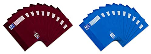 Oxford Schulheft, 10er Pack, DIN A4, kariert (Lineatur 28), 32 Blatt, violett & Schulheft A4 liniert, Lineatur 25, 32 Blatt, blau, 10 Stück