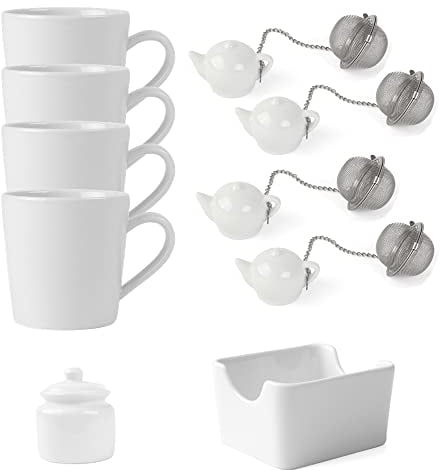Holst Porzellan TT 001 SET 10 Porzellan 10-tlg. Teeservice Tea-Time für 4 Personen, weiß, 30 x 30 x 20 cm