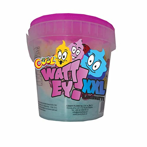 COOL WATT EY! XXL Zuckerwatte Eimer 50g – 1000ml Riesenportion, 3 Sorten je Eimer, Bunter Jahrmarkt-Genuss, Fluffig & Süß im praktischen Eimer