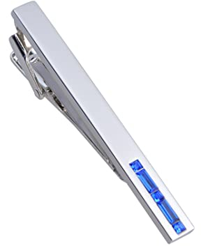 Jonwo Silber/Vergoldet Krawattennadeln aus Kristall für Herren In Geschenkbox 5cm Herren Krawattenklammern Tie Clip Krawatte Geschäft Jubiläum Geschenk Hochzeit (Silber Blau Kristall)
