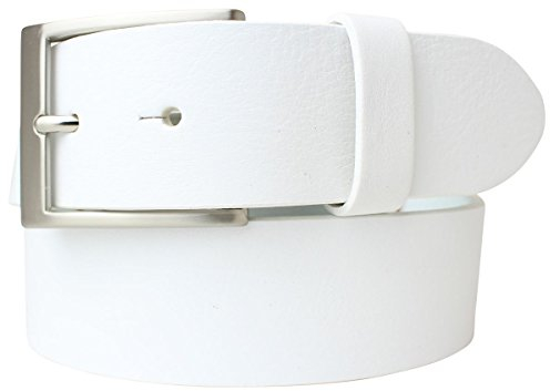 BELTINGER Hochwertiger Gürtel mit Edelstahl-Gürtelschnalle aus Vollrindleder 4 cm | Jeans-Gürtel für Damen Herren 40mm | Vollleder-Gürtel | Weiß 80cm