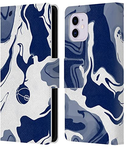 Head Case Designs Officially Licensed Tottenham Hotspur F.C. Blue And White Marble Badge Leather Wallet Case Compatible With Apple iPhone 11