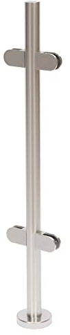 Stainless Steel Balustrade Posts Railing Fence Pole Handrail Balusters Handrail with Glass Clamps, Rubber Pads, Round Pipe Platform Column for Outside Home Garden Decking (Mid Post 1100mm)