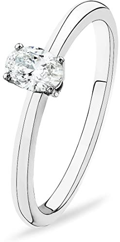 CHRIST Damen-Damenring 1 Diamant 54, Weißgold 32021445