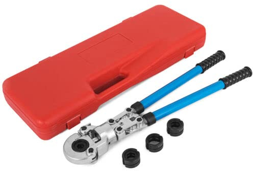 Presszange Rohrpresszange, 15-18-22-28 mm, Crimpzange Kupferrohr, V-Kontur Set Profi Presswerkzeug HPZ, mit 360° Drehbarem, Edelstahlrohr Backeneinsätze