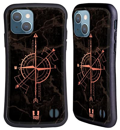 Head Case Designs Rosa Oro Frecce Geometriche Cover Ibrida Compatibile con Apple iPhone 13