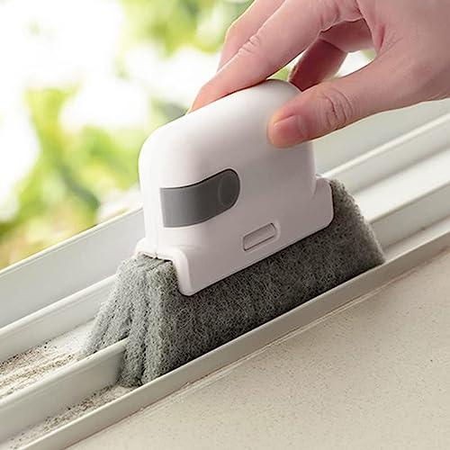 Iwinna Fensterrillen-Reinigungsbürste – 2-in-1 Fensterschlitz-Reinigungs-Rillenbürste – Reinigung von Fensterrutschen, Fußleisten, Rissen und Ecken – Schaumstoffbürste mit langem Griff – 2 Stück