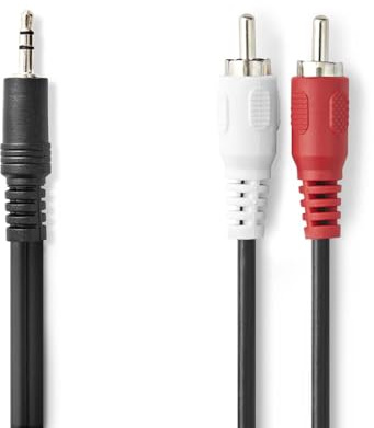 NEDIS Stereo-Audiokabel - 3.5 mm Stecker - 2x RCA Stecker - Vernickelt - 2.00 m - Rund - Schwarz - Label