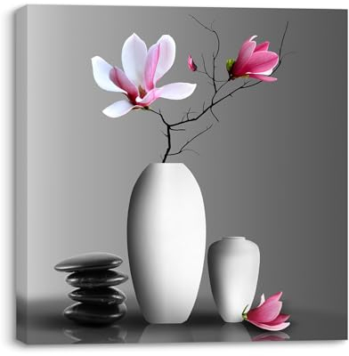 Piy Painting Elegante Orchideen in Vasen Wandbilder Blumen Bild auf Leinwand Leinwanddrucke Moderne Gerahmt Bilder für Yoga-Raum Home Wanddeko Als Geschenk 1 Stück, 30X30 cm
