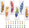 FREEBLOSS 6 Set Kreuzstich Set Federmuster Vorgedruckt Embroidery Cross Stitch Bookmark Kit Stickpackung Kreuzstich mit Anleitungen für Anfänger Erwachsene 6x20cm