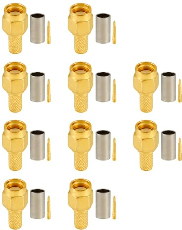 Vecys 10 PCS SMA Connettori SMA Maschio Crimpare a Connettore per RG58 RG142 RG400 VLMR195 RF Coassiale Cavo