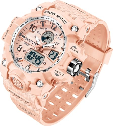 Digitale Armbanduhr Damen Sportlich 5ATM Wasserdicht Militär Uhr Kinder Digitaluhr für Jungen Mädchen Analog Digital Sportuhr LED Multifunktions Damenuhr mit Wecker Datum Stoppuhr Outdoor