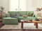 Bestmobilier Dellia – Ecksofa beidseitig montierbar mit Schlaffunktion – mit Bettkasten – aus Cord – 4-Sitzer Salbeigrün
