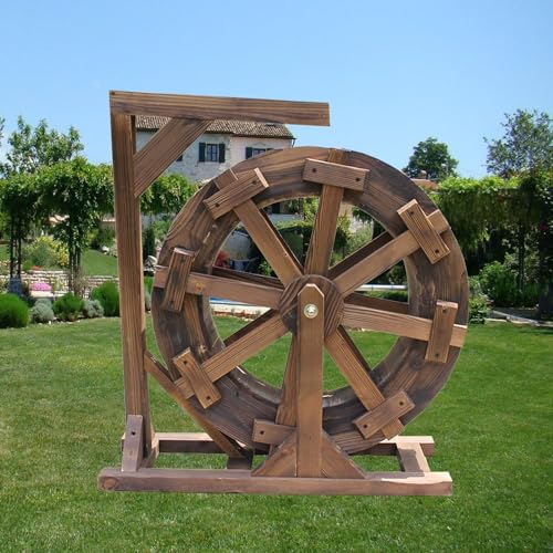 Holz-Wasserrad-Brunnen, Gartendekoration, Wasserspiel, Holz-Wasserrad-Brunnen for Terrasse, Teich, Pool, Retro-Landhaus-Dekoration (Size : 20cm(7.9inch))
