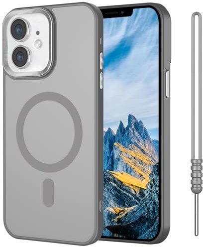 SouliGo Magnetic Case for iPhone 11 6.1”【Compatible with MagSsafe】 Slim Translucent Matte Shockproof Hard PC Cover & Soft TPU Bumper Anti-Scratch Protective Phone Cases with Lanyard - Grey