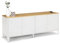 IDMarket - Sideboard, niedrig, 140 cm, Ester, 4 Türen, Metall, weiß, Holzplatte, industrielles Design