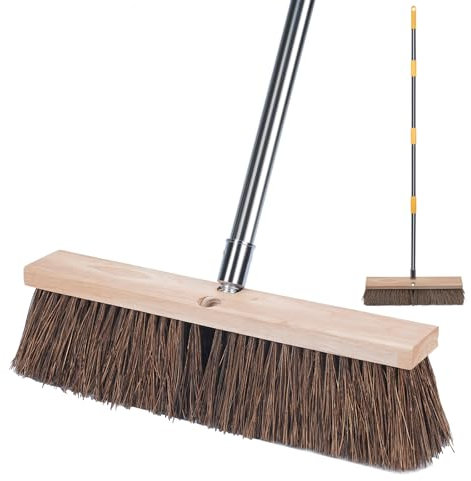 Heavy Duty 18 Push Broom with 65 Long Handle for Outdoor and Commercial