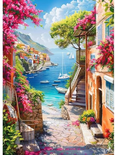 CEOVR DIY 5D Diamant Painting Erwachsene,5D Diamant Paint Kits Kristallartiges Kreuzstichset,Diamond Painting Set für Home Wall Décor,30x40 cm (rosa orange blau)
