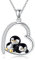 ONEFINITY Pinguin Halskette S925 Sterlingsilber Pinguin Anhänger Halskette niedliche Tier Herz Halskette Pinguin Schmuck für Frauen Schwester