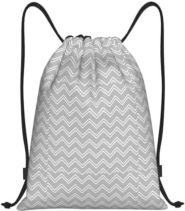 yomeeaaaa Kordelzugbeutel, Rucksack, Sporttasche, Turnbeutel, Kordelzug, Einkaufstasche, Grau gestreift, Grau gestreift, M