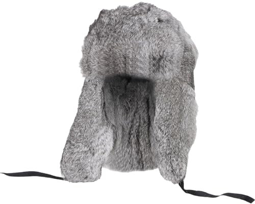 Harrys-Collection Herren Mütze aus feinstem Kaninchen Fell schwarz oder grau, Kopfgröße:XL, Farben:grau