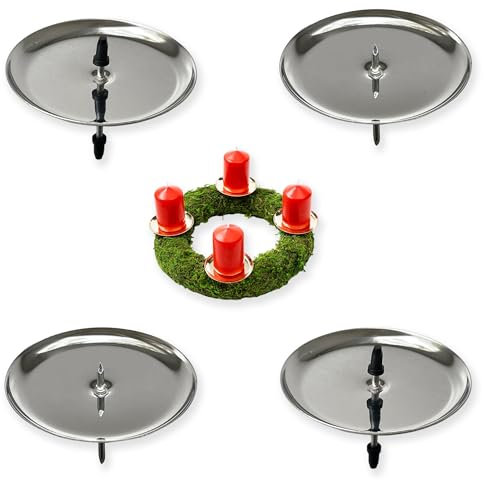 Kerzenhalter für den Adventskranz | 4 Stück Kerzenstecker in Silber
