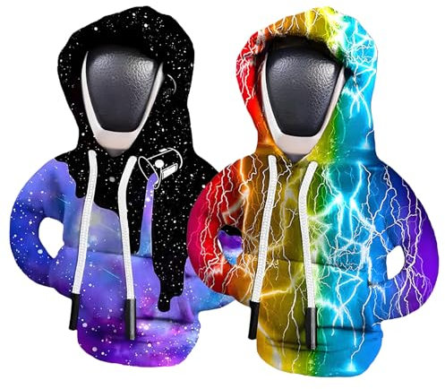 MIHURO Schaltknauf Hoodie mit Sterne und Blitze Thema, Auto Schalthebel Kapuzenpullover, Cars Accessories Interior Überzug Abdeckung