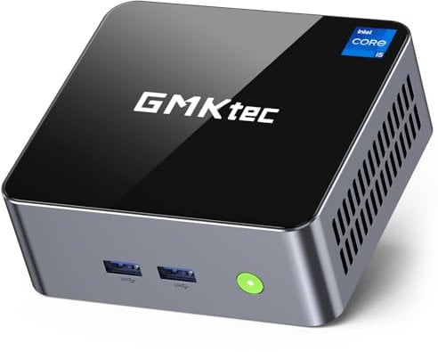 GMKtec Mini-PC Intel i5-12450H (Turbo 4,4 GHz) 16 GB (8x2) DDR4 3200 MHz 512 GB M.2 PCIe3.0 NVMe SSD Mini-Computer, USB 3.2/WiFi 6/BT5.2, 2,5G Ethernet/Type-C (DP/Daten)/HDMI*2/4K Desktop-PC