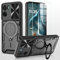 XRCS for Motorola Moto E15 / MOTO G05 Case,with Camera Lens Cover Slider 1Pack Screen Protectors Magnetic Kickstand Protective Case Heavy Duty Rugged Cell Phone Protective Cover Black