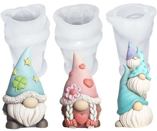 Silikonformen Gießformen Ostern, 3 Stück Silikonform Ostern Wichtel Kerzenformen zum Gießen, 3D Zwerg Gießformen Silikon Ostern, Gießform Wichtel Silikonformen Ostern Giessformen Silikon Frühling (BC)