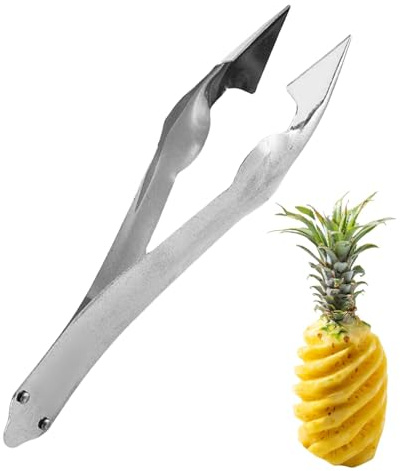 Pelapatate di ananas – Taglierina per ananas, Pinze per sbucciare l'ananas | Estrattore di gambo di fragola, pinza per ananas in acciaio inossidabile per rimuovere gli occhi, 13 x 2,5 x 3 cm