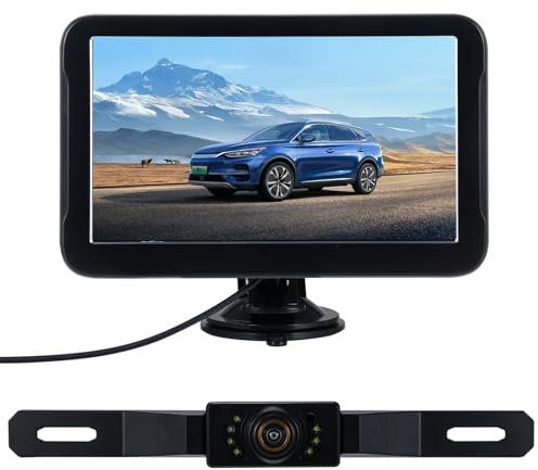 Docooler wasserdichte Rückfahrkamera mit 7-Zoll-IPS-Monitor, AHD-Rückfahrkamera mit Nachtsicht, 150°-Weitwinkel, einstellbare Führungslinien, LED-Rückfahrkamera-Set fürs Auto
