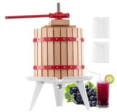 VEVOR Pressoir à Fruits Manuel 12 L, Presse à Vin avec Panier en Bois Massif avec 8 Blocs, Presse-Agrumes avec Poignée, Presse à Jus, Raisin, Cidre de Pomme, Miel pour la Cuisine et la Maison