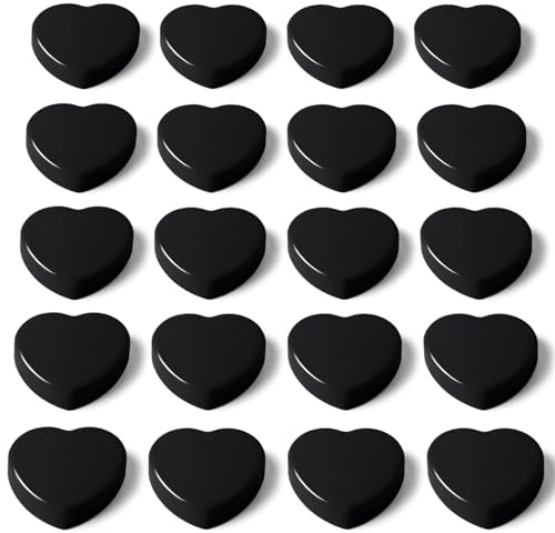 PYJLBX Fridge Magnets, 20 Pack Cute Mini Heart Strong Magnet - Decorative Small Magnets for Whiteboard, Kitchen, Crafts & Notice Boards - Heavy Duty Magnets for Fridge Classroom Office Home (Black)