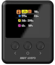 ISDT 608PD Lipo Charger DC 240W/10A USB C 100W/5A Smart Digital Charger for RC Batteries,Universal Balance Discharge for LiFe/Lilon/LiPo/LiHV (1-6S),NiMH(1-16S),Pb (1-12S) Batteries