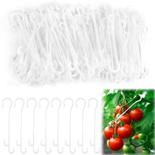 LQTSLFM 120 Stück Tomatenhaken Weiß, Wiederverwendbar Tomaten Haken Ziehen, Pflanzenhaken Klein Tomatenhaken Ohne Schnur Gemüsehaken Tomaten Haken für Unterstützung