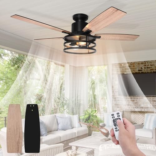 Deckenventilator mit Beleuchtung Doppelseitige Flügeln, 112cm Deckenlampe mit Ventilator Leise, Fernbedienung und Umkehrbar DC Motor, LED Lampe mit Ventilator für Schlafzimmer Wohnzimmer
