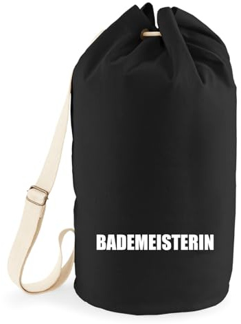 Huuraa Seesack Bademeisterin Schriftzug 20 Liter Black Baumwolle Rucksack Geschenkidee