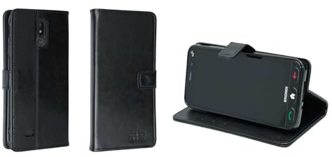 caseroxx Bookstyle-Case per Brondi Amico Vero 4G, nero | Custodia a libro apribile con scomparti interni e protezione completa per l'uso quotidiano, in finta pelle