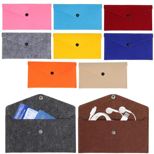 iplusmile 10 Stück Filztaschen Mit Druckknopf Handy-Aufbewahrungshüllen Aus Filz Kleine Taschen Für Telefon Bargeld Kopfhörer Ladekabel Und Schreibwaren Kompakt Für Reise Und Alltag